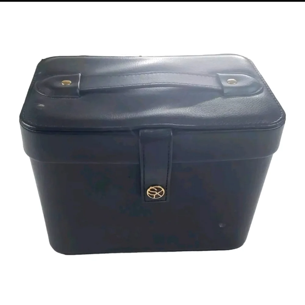 Sonia Kashuk Small Makeup Carrier Faux Leather Black Square Magnetic Enclosure